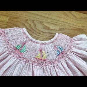 Smocked dress sailboat detail 2t